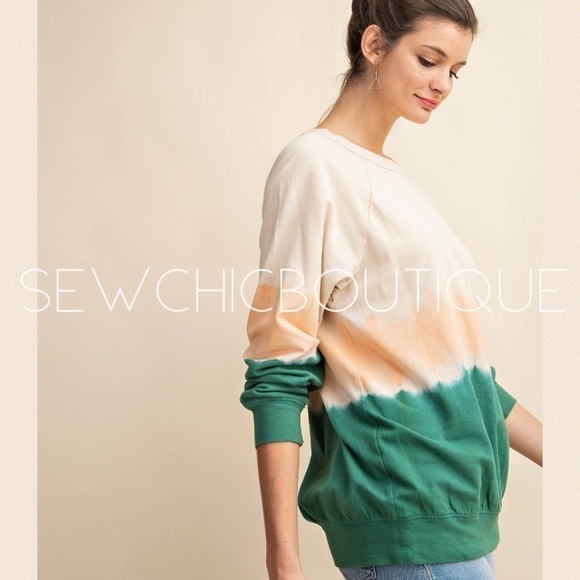 Green Combo Ombre French Terry Sweatshirt - Picture 3 of 4